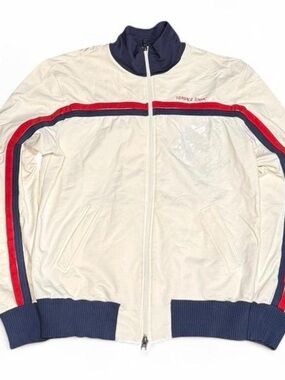 Vintage Versace Sport Striped Graphic Track Sweater